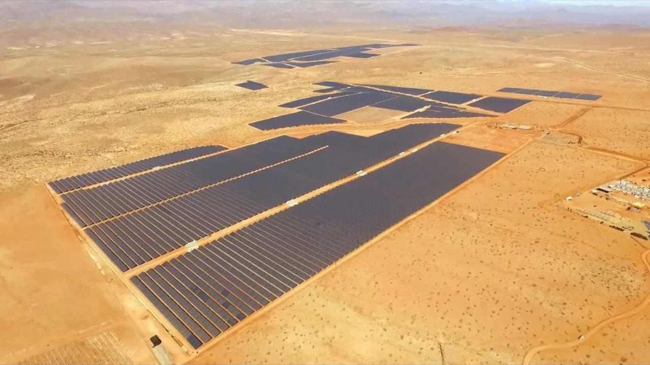 Aerial view of a utility-scale solar PV plant
